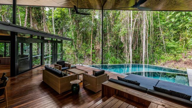 EXCLUSIVE FOR T+L  Deck in the Pavilion, Silky Oaks Lodge in the Daintree. Picture: Toby Stanley