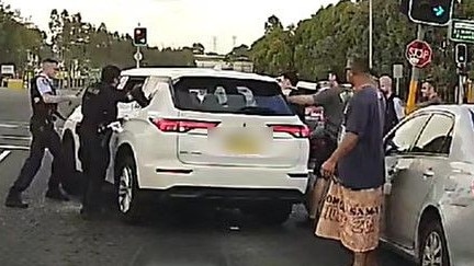 Screen grabs from dashcam footage of a police pursuit in Mt Druitt on April 9, 2025. Picture: Supplied
