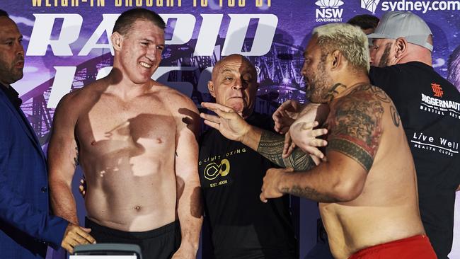 Paul Gallen laughed off Mark Hunt’s antics at the weigh-in at Taronga Zoo. Picture: Getty Images