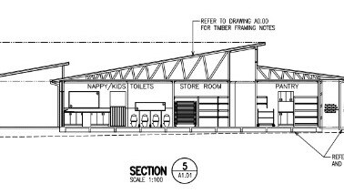 The outline of the back of the childcare centre.