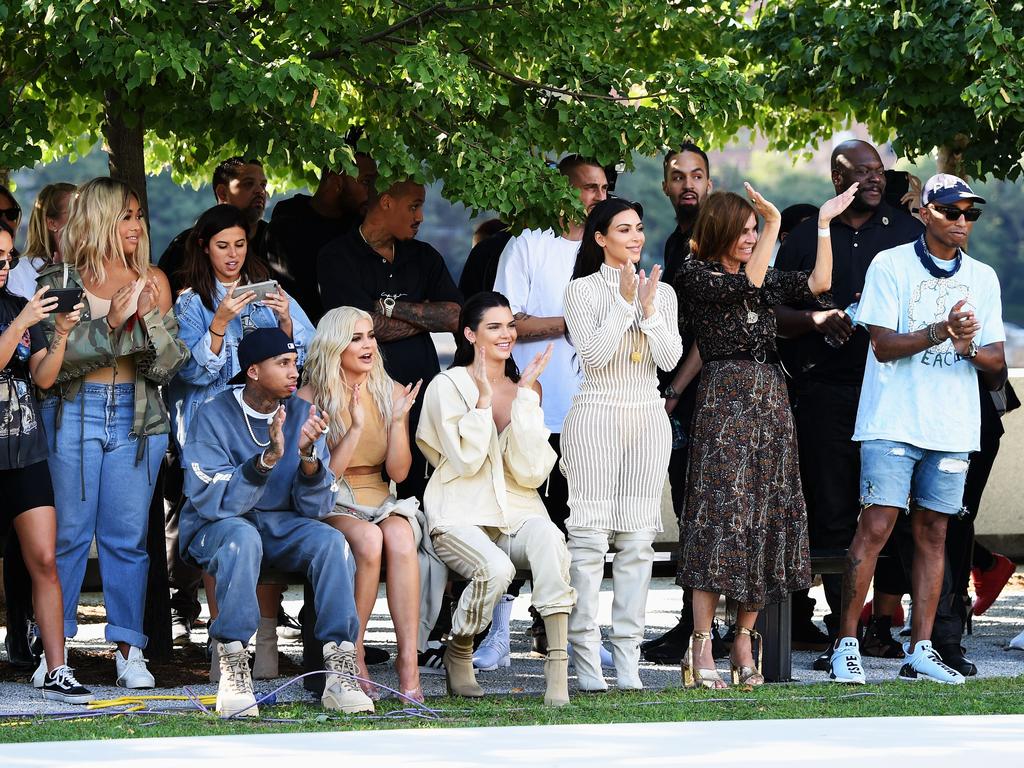 Tyga, Kylie Jenner, Kendall Jenner, Kim Kardashian, Carine Roitfeld and Pharrell Williams attend the Kanye West Yeezy Season 4 fashion show on September 7, 2016 in New York City. Picture: Getty