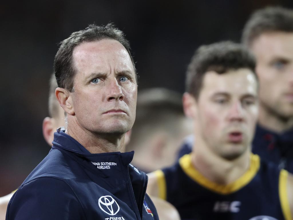 30/06/18 - AFL - Adelaide Crows v West Coast Eagles - Round 15 at the Adelaide Oval. An angry Don PYke at 3 quarter time. Picture Sarah Reed