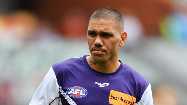 ADELAIDE, AUSTRALIA - APRIL 08: Michael Walters of the Dockers during warm ups of the round four AFL match between Adelaide Crows and Fremantle Dockers at Adelaide Oval, on April 08, 2023, in Adelaide, Australia. (Photo by Mark Brake/Getty Images)