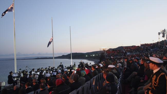 Seating is available on a first-come first-served basis, making the trek to Dawn Service at Anzac Commemorative Site in Gallipoli prohibitive for the Australians over 75 attending. Picture: AP