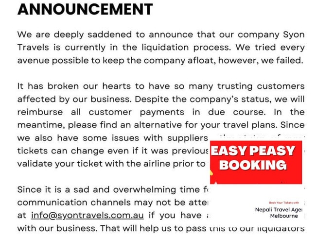 An Australian travel and booking agency has abruptly shut down with the owner indicating plans to place the business into liquidation.