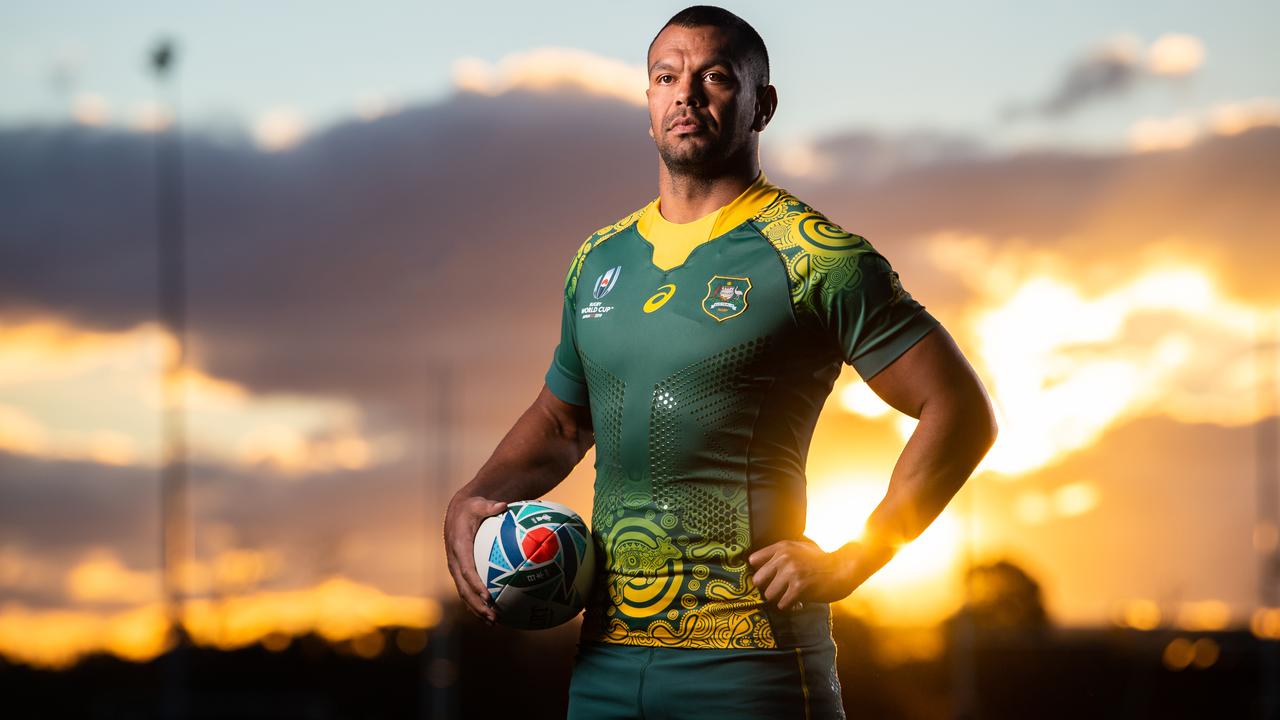 Kurtley Beale in the Wallabies' World Cup indigenous jersey. Photo: Rugby AU Media/Stuart Walmsley