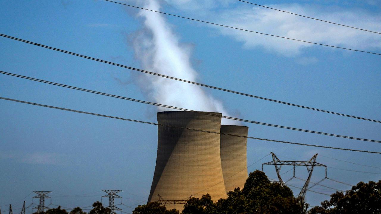 Emission funnels for the Bayswater coal-powered thermal power station located near the town of Muswellbrook, near where the Coalition is proposing a nuclear power station. Photo: DAVID GRAY / AFP