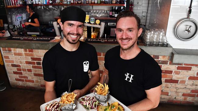 Beach Bar and Grill Mooloolaba voted best chicken parmigiana. Pictured: chef Paulo Piacezzi and venue manager Reese Krause. Photo: Patrick Woods.