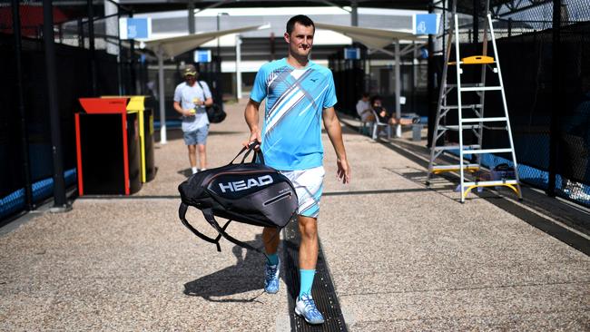 Bernard Tomic arrives for a match of the UTR Pro tournament at the Queensland Tennis Centre in Brisbane. Picture: NCA NewsWire /Dan Peled.