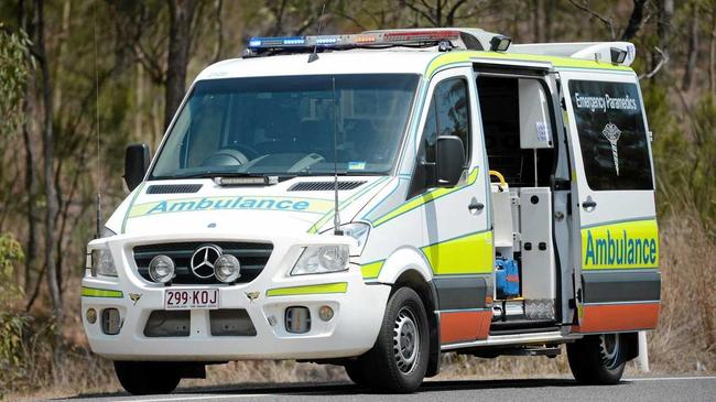 Two people are in hospital after a crash in Nanango. Picture: Brenda Strong GLA041212AMBO