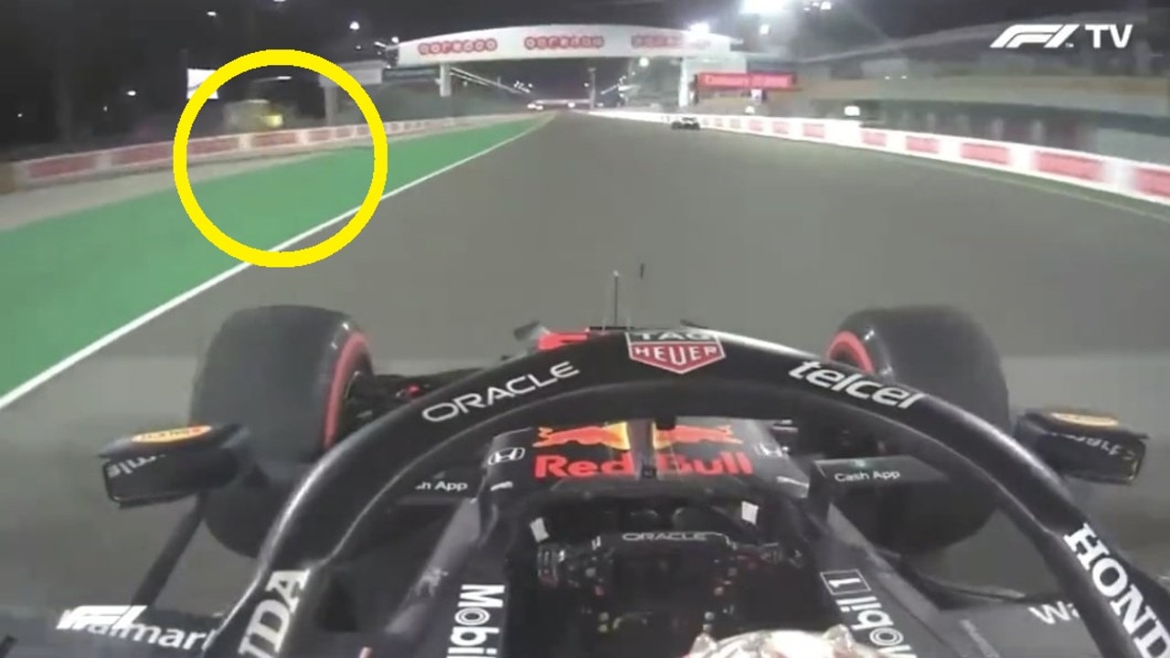Formula 1 TV captures the moment double yellow flags are waved as Max Verstappen completes his flying lap.