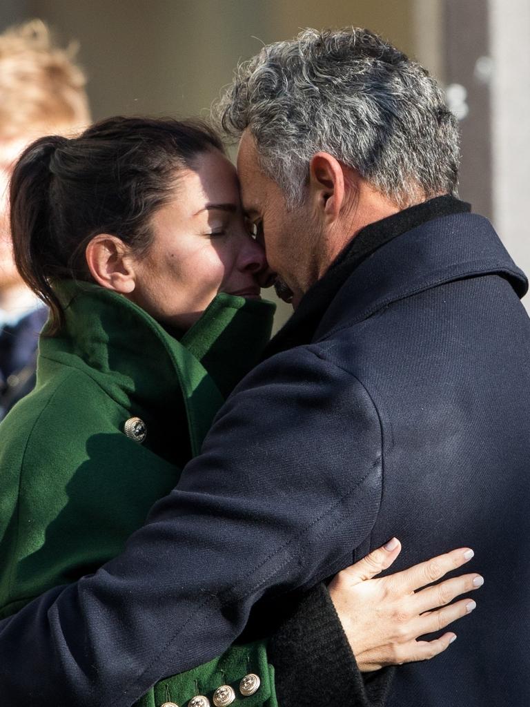 Love birds Erica Packer and Enrique Martinez walk in the streets of Paris. Picture: Backgrid