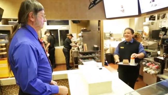 The staff at McDonald’s know Don Gorske pretty well. Picture: YouTube