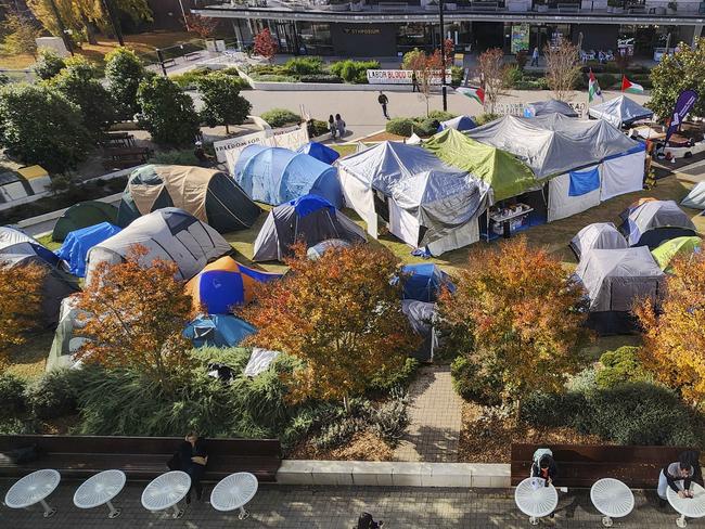 CANBERRA, Australia. May 17, 2024: The Gaza Encampment at The Australian National University. Picture: Martin Ollman