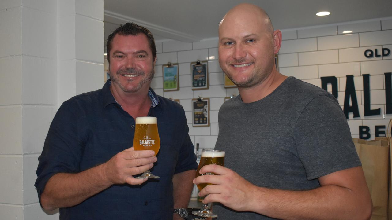 Jon Moon of Woodwark and Chris Nattrass of Sydney at Ballistic Whitsundays' VIP launch. Picture: Kirra Grimes.