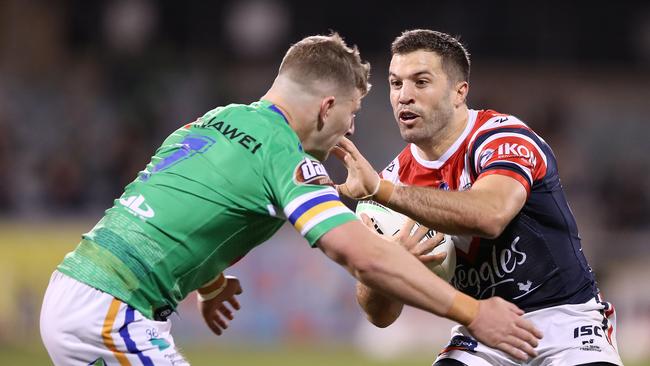 James Tedesco stole the show in the Grand Final rematch with two tries to his name. Picture: Getty Images.