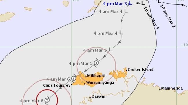 BoM has released a track map for the possible Tropical Cyclone Blanche. Picture: BoM