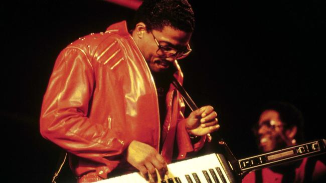  Hancock plays a Moog Liberation keytar. Picture: Getty images 