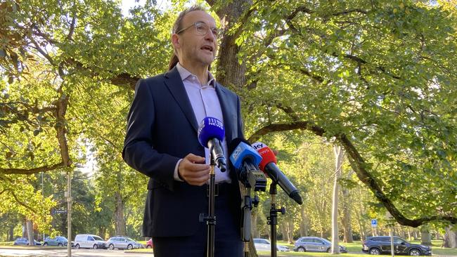 Greens leader Adam Bandt speaks to media in Melbourne on Monday. Picture: AAP Image