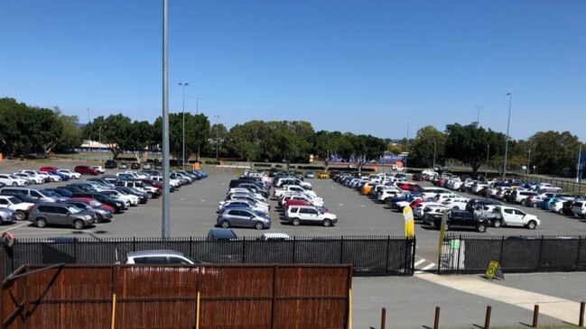 Council staff park their cars at the Gold Coast Turf Club at Bundall.