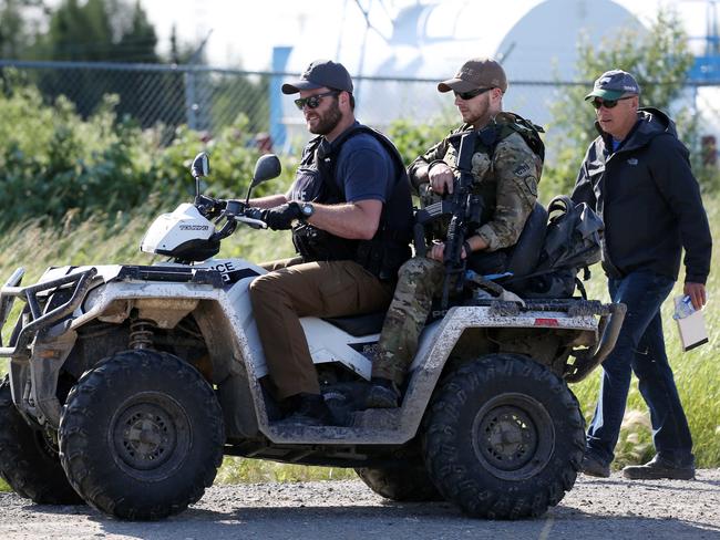 Gillam police during the search for fugitives Bryer Schmegelsky and Kam McLeod. Picture: Clint Brewer/News Corp Australia