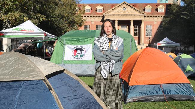 Student activists, including Bree Symonds, have been camping at the Adelaide University Gaza solidarity encampment. Picture: NCA NewsWire/Dean Martin