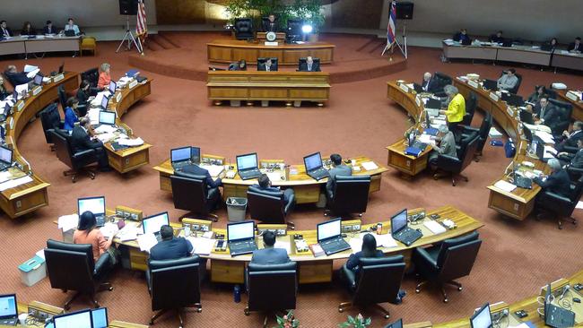 Politicians in the Hawaii House in Honolulu. Picture: Cathy Bussewitz/AP Photo