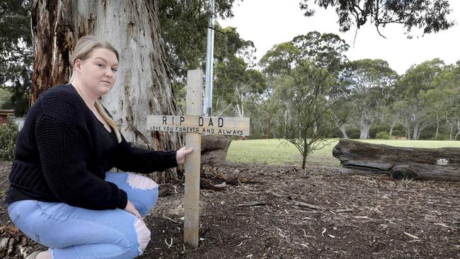 Ash Skinner wants answers about why her father’s memorial was taken down. Picture: Dean Martin