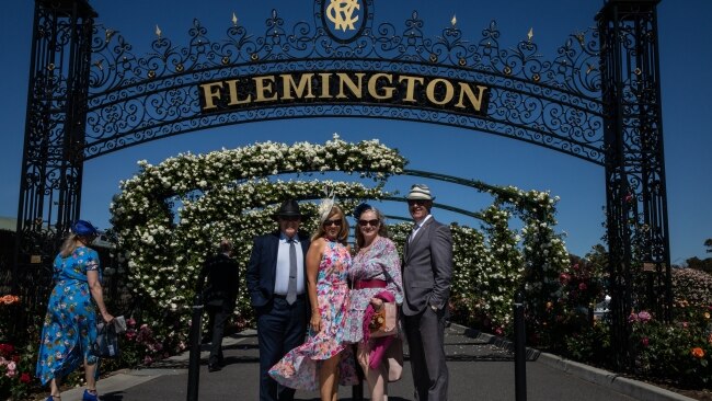 Spectators have dressed up to attend the 2021 Melbourne Cup. Picture: Diego Fedele/Getty Images