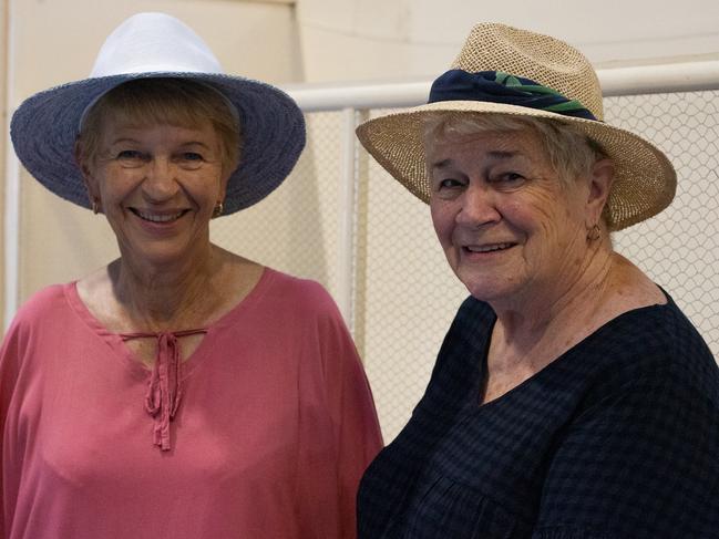 Lorraine Michel and Elaine Thompson wander the delights in the pavilion at the 2023 Murgon Show.