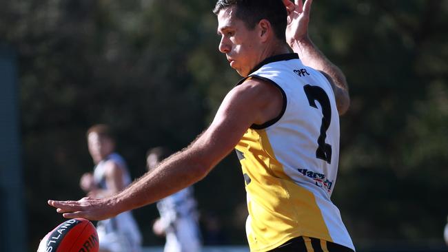 EFNL 2023: Chirnside Park v Scoresby: Leigh Odermatt of Chirnside Park at East Ringwood Reserve on August 20, 2023 in Ringwood East, Australia.Picture: Hamish Blair