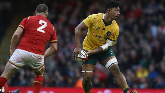 Lopeti Timani playing for the Wallabies against Wales. Picture: Getty Images