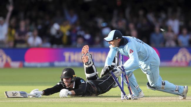 Jos Buttler ran out Martin Guptill to tie the Super Over at Lord’s to hand England the trophy.