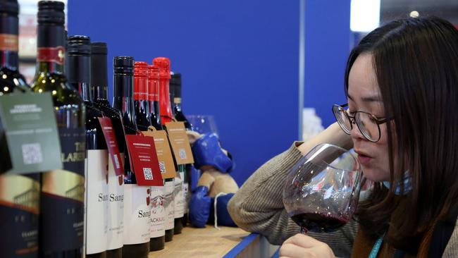 As recently as November, Australian wines were being showcased in China, with this picture taken at an export expo in Shanghai.