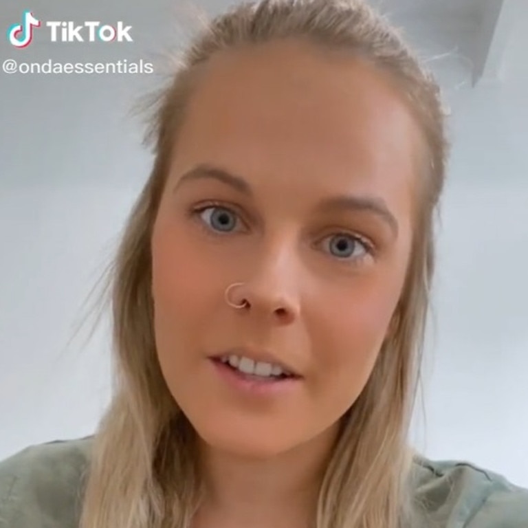 Georgia Burrows, 24, from Melbourne shared a Bunnings hack on TikTok, not realising it would go viral also immediately after posting it. Picture: TikTok/ondaessentials