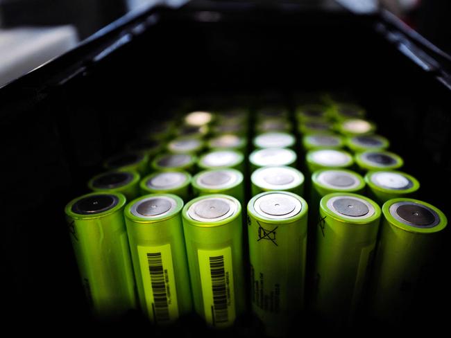 Lithium batteries manufactured for aeronautics. Picture: AFP