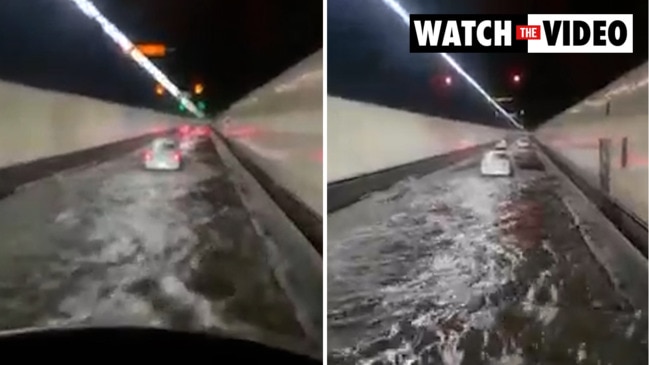 Storm water floods the M5 Tunnel