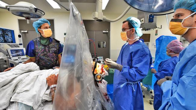 Grant Rowe undergoes Deep Brain Stimulation at St Vincent’s Private Hospital. Picture: Tony Gough