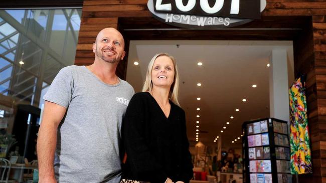 Michael and Natasha Pedlow, owners of Loot Homewares in Tweed Mall, have been affected by the border closure. Photo: Scott Powick