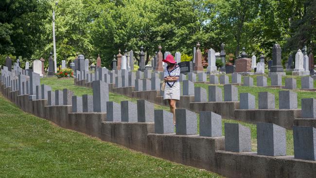 Markers of Titanic victims at the Fairview Lawn Cemetery in Halifax. Picture: Getty Images