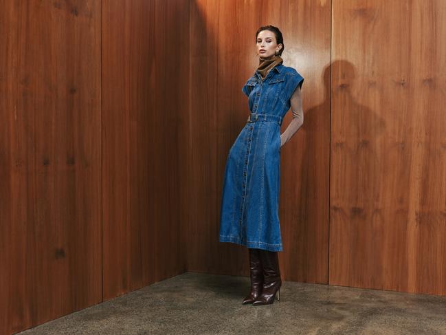 The Rebecca Vallance Aviator midi-dress is part of the brand's new denim capsule.