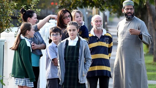 The mosque’s Imam Mohammad Ramzan assess the damage this morning. Picture: Nicole Garmston