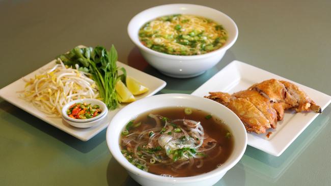 Dishes at Adelaide Pho on Waymouth St.