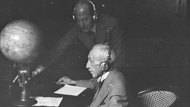 Prime Minister Billy Hughes with radio pioneer Ernest Fisk.