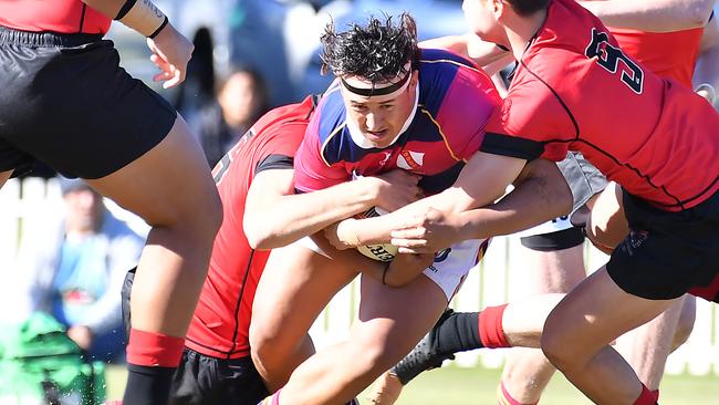 Brisbane State High School player Kaleb Winters GPS First XV rugby union match between Brisbane State HIgh School and St Joseph's Gregory Terrace. Saturday July 24, 2021. Picture, John Gass