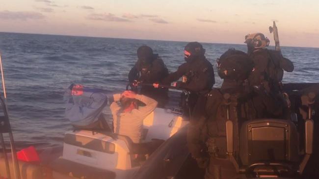 Federal police arrested Dru Baggaley and Anthony Draper at sea. Picture: Supplied