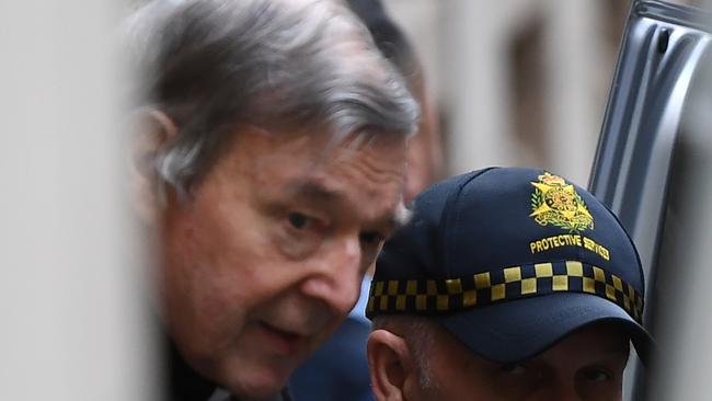 George Pell departs the Supreme Court in August 2019. Picture: AAP