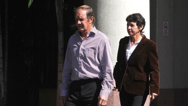 Stephen Struber and wife Dianne Wilson-Struber outside Cairns Supreme Court during their trial in Cairns in 2015, after which they were each convicted of murder and sentenced to life imprisonment. Picture: Harry Clarke