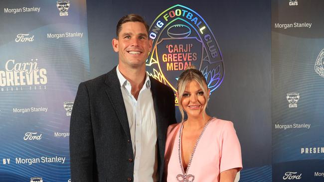 Tom and Emma Hawkins at Geelong’s best and fairest night this year: Photo: Mark Wilson