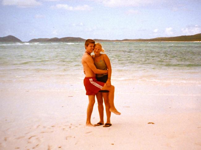 Lee Lovell and future wife Emma on a backpacking holiday in 2002 at K’gari (then Fraser Island